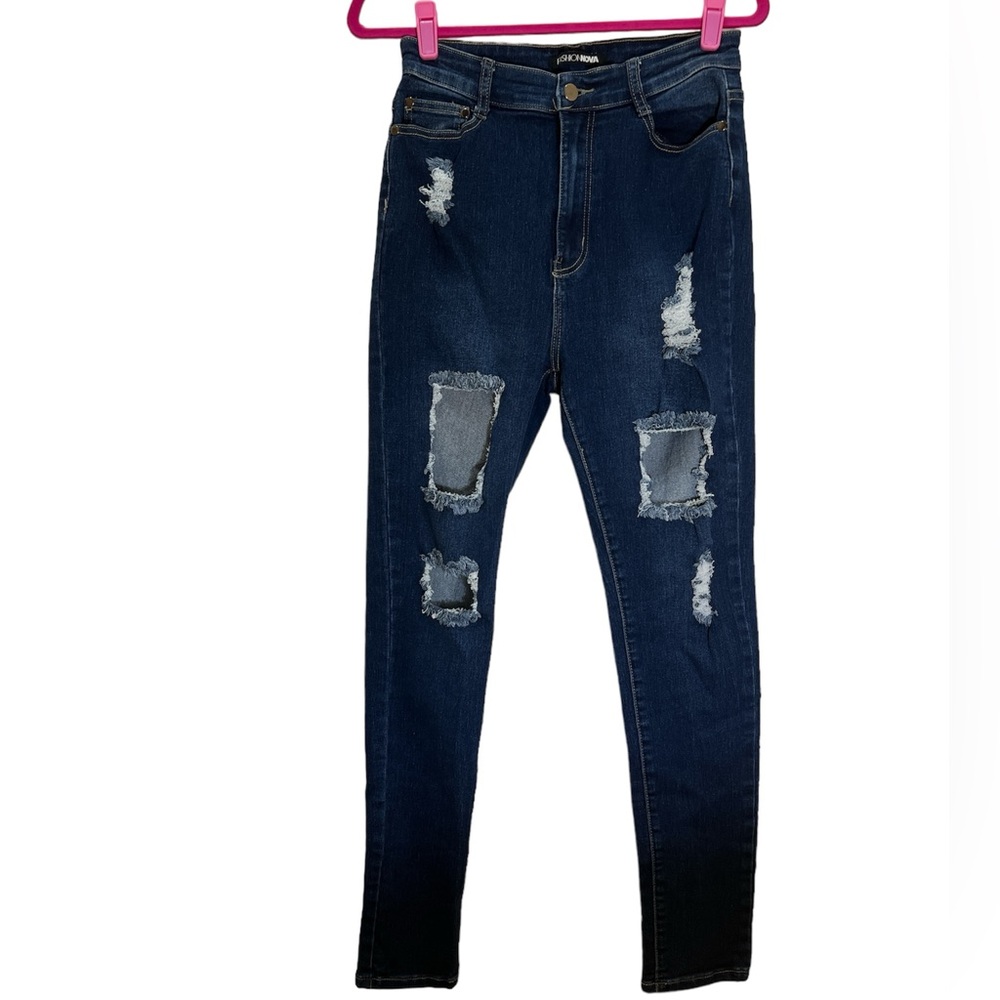 Fashion Nova Womens Jeans Blue 13 Classic High Waist Skinny Juniors Dist…